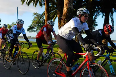 mike young on a racing pushbike with fellow riders